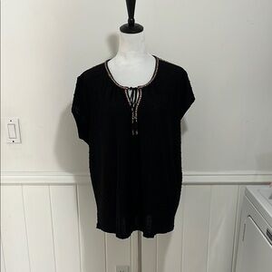DR2 Black Tie Front Relaxed Blouse